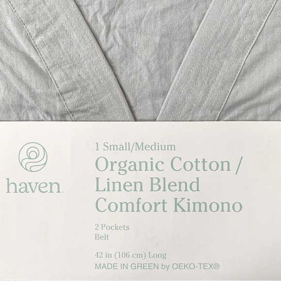 Gray Organic Cotton & Linen Blend Kimono Robe. - Picture 6 of 9